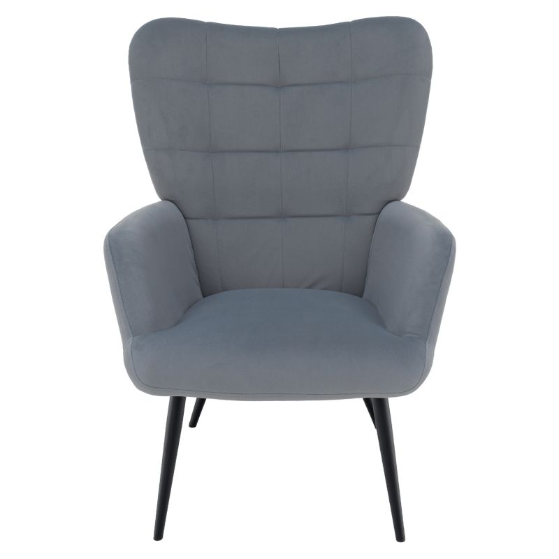 Luxusné kreslo s podnožou, sivá Velvet látka a čierne nohy