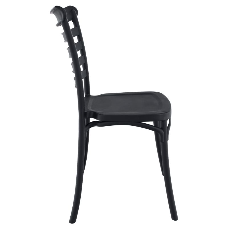 Stohovateľná stolička plastová, čierna