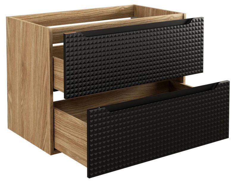 Skrinka do kúpeľne 82-80-2S, dub olejovany-čierna, 2x zásuvka