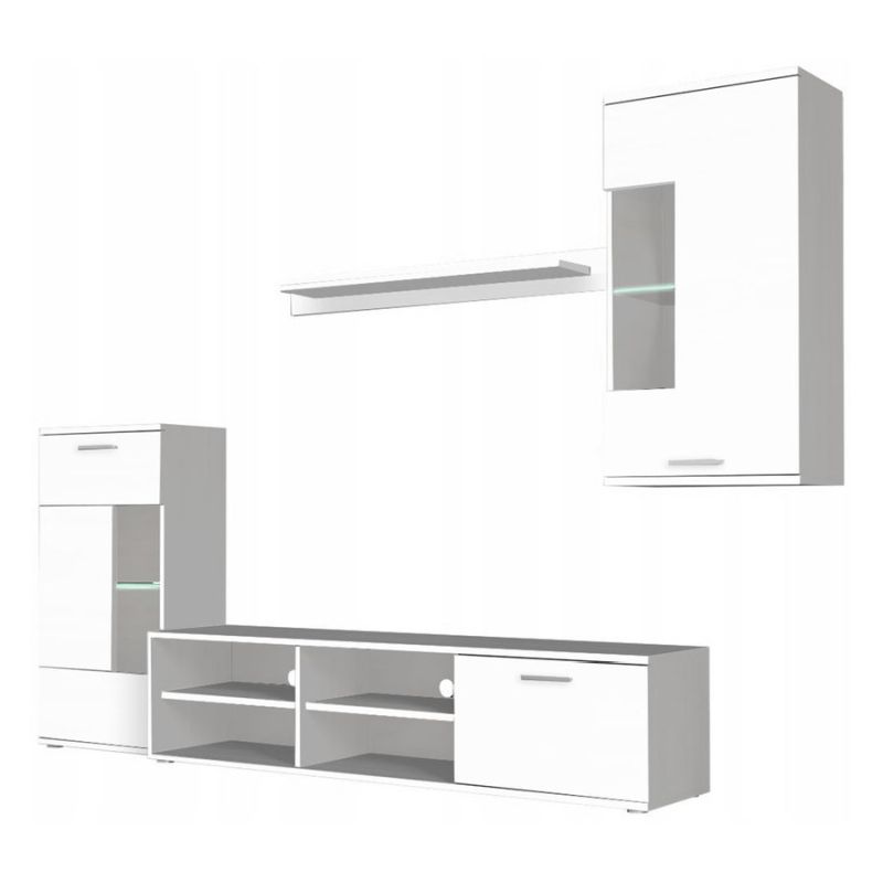 Obývacia stena s LED osvetlením biela, DTD fóliovaná