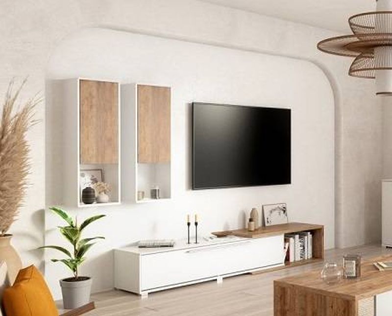 Obývacia stena biela-dub samdal