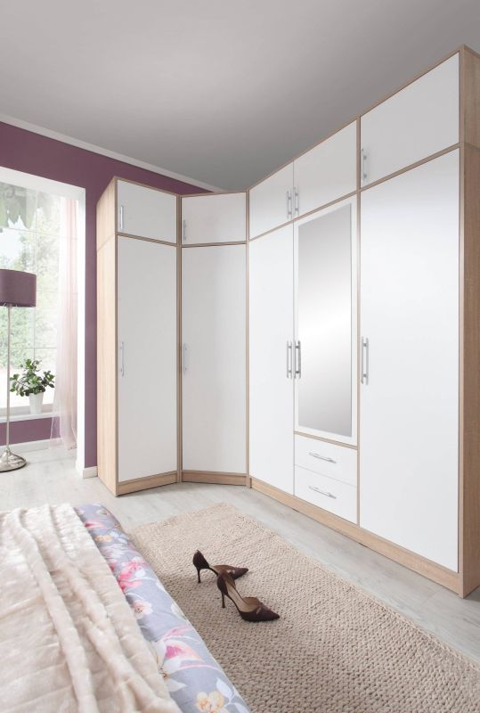 Komoda SRK2, štyri zásuvky a dve police, dub sonoma-biely lux