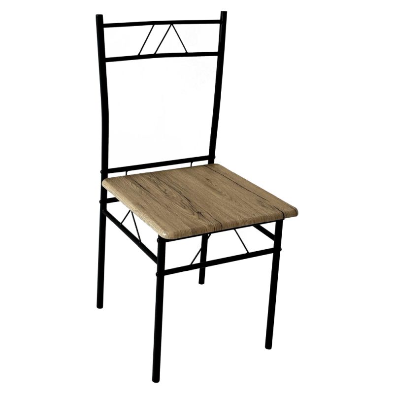 Jedálenský set 1+4, svetlý dub, čierna konštrukcia