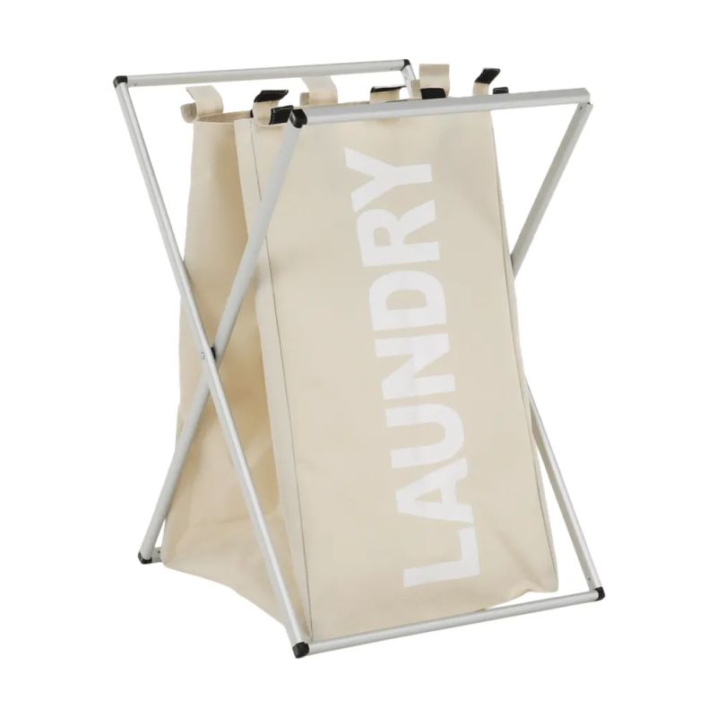 Látkový kôš na bielizeň, sivobéžový