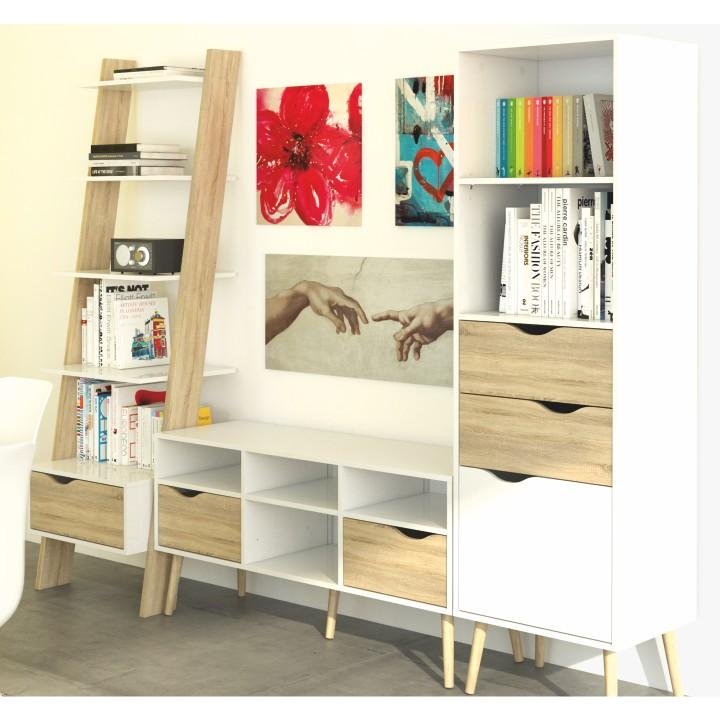 Regál so šuplíkom, dub sonoma-biela