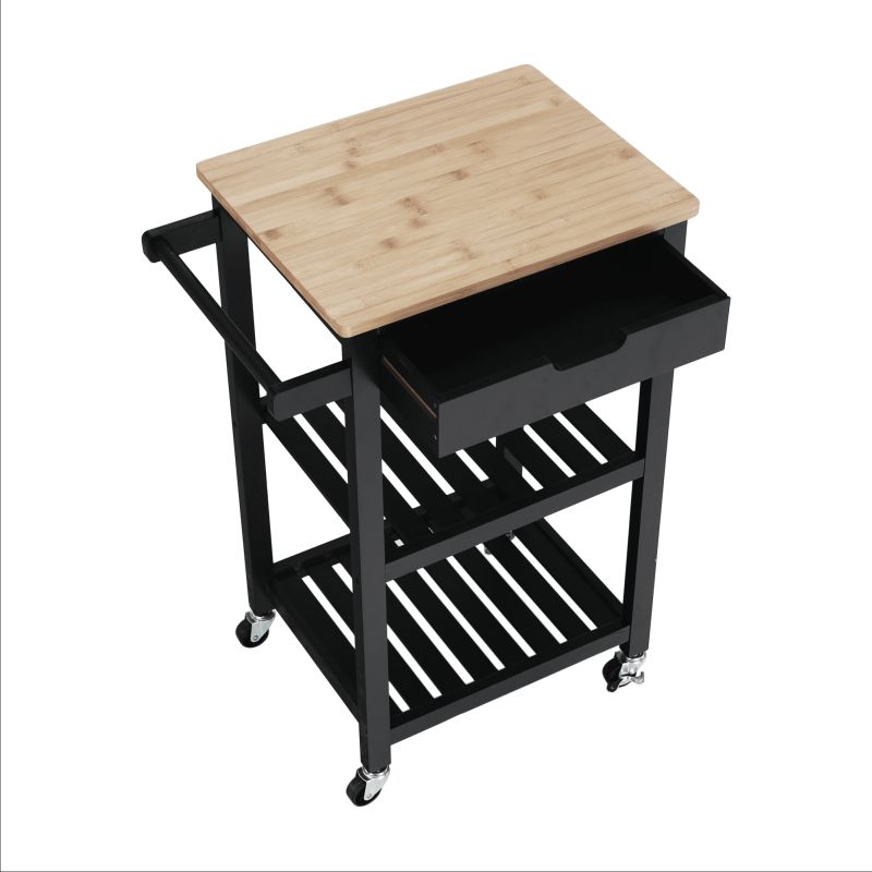 Servírovací vozík, prírodná-čierna
