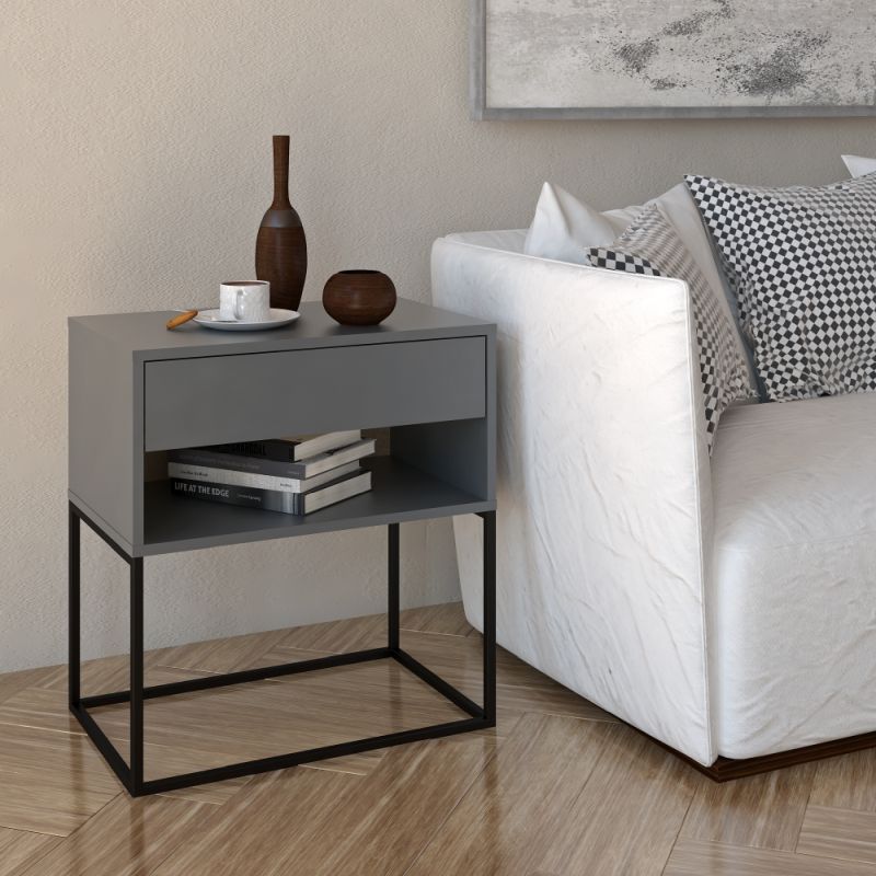 Nočný stolík, príručný stolík, grafit-čierna