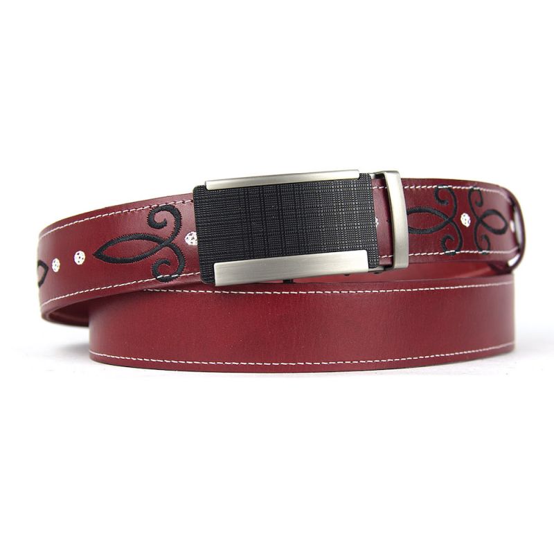 Kožený opasok s výšivkou, automatická pracka, 140cm, Limitovaná edícia 07