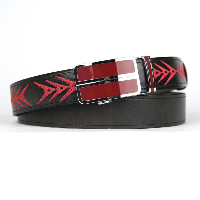 Kožený opasok s výšivkou, automatická pracka, 148cm, Limitovaná edícia 05