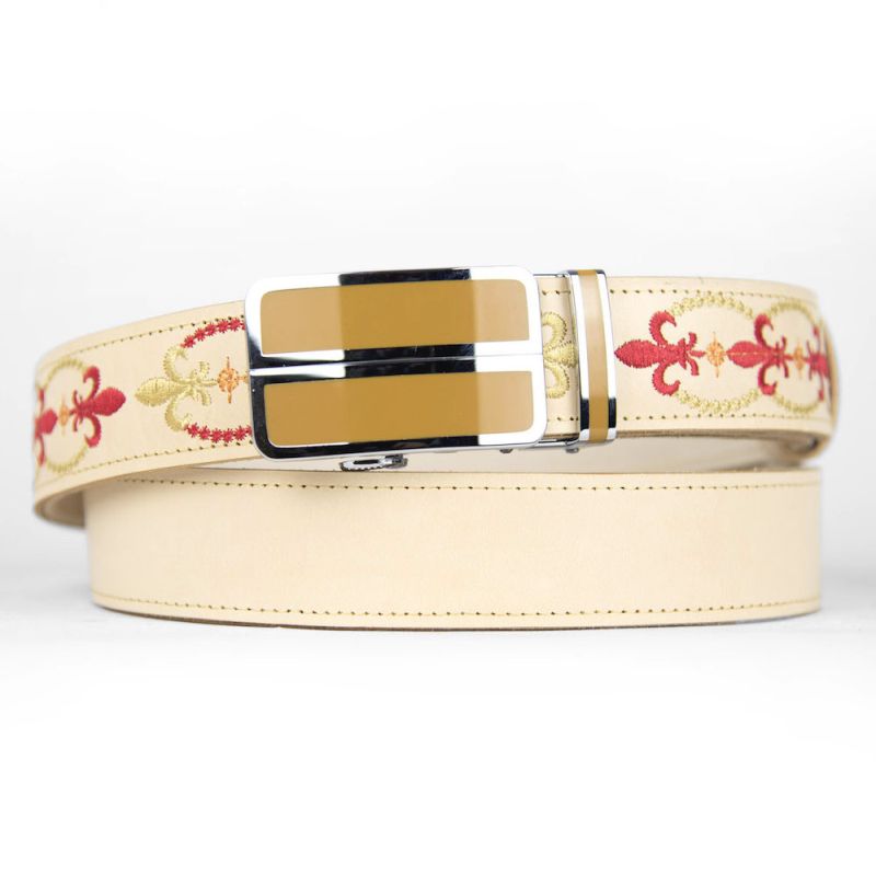 Kožený opasok s výšivkou, automatická pracka, 134cm, Limitovaná edícia 13