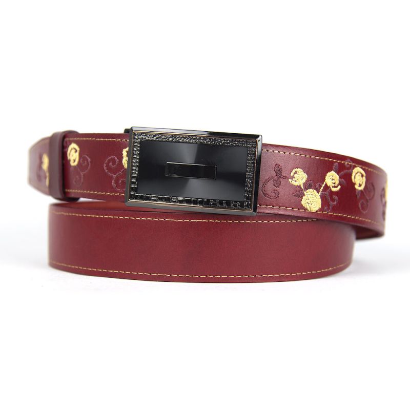 Kožený opasok s výšivkou, pracka s brzdou, 140cm, Limitovaná edícia 01