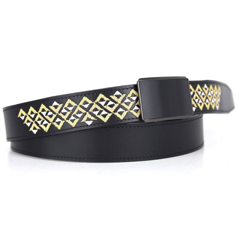 Kožený opasok s výšivkou, pracka s brzdou, 135cm, Limitovaná edícia 02