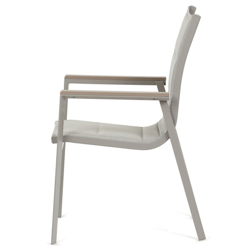 Moderná záhradná stolička v sivej látke