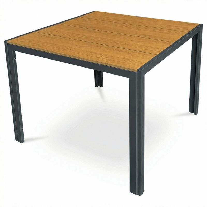 Štvorcový záhradný stôl, polywood vo farbe dub