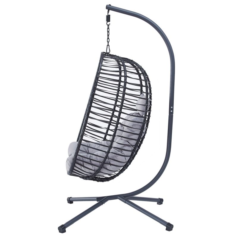 Elegantné závesné kreslo, výplet v antracitovej farbe