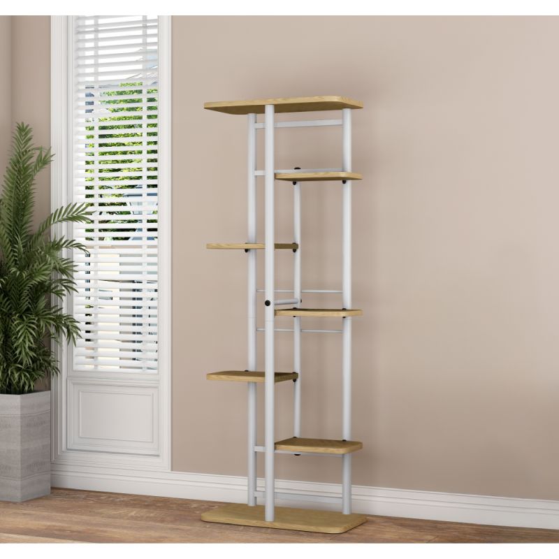 Stojan na kvety, biela-dub sonoma