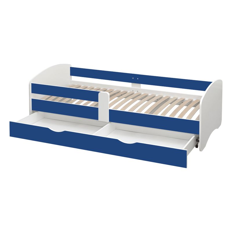 Detská posteľ s roštom a úložným priestorom 90x200, biela-modrá