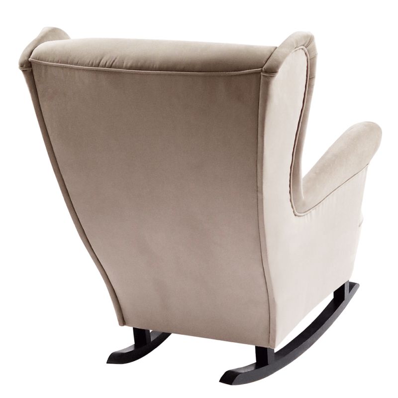 Hojdacie kreslo ušiak, béžové s čiernymi nohami