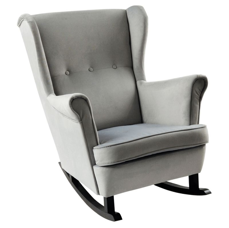 Hojdacie kreslo ušiak, svetlosivé s čiernymi nohami