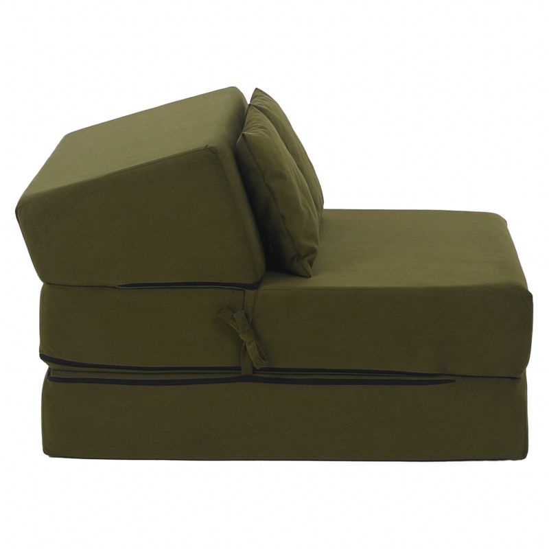 Skladací matrac do tvaru kresla, olivová
