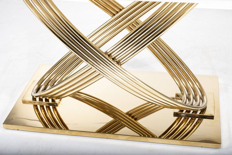 Nadčasový jedálenský stôl s unikátnymi zlatými nohami , biela-zlatá