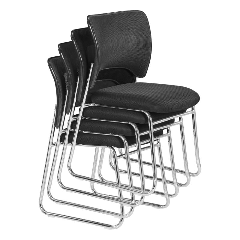 Zasadacia stohovateľná stolička, čierna sieťovina-chróm
