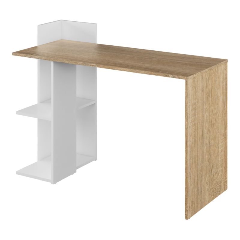 PC stôl s otvoreným regálom, dub sonoma-biela