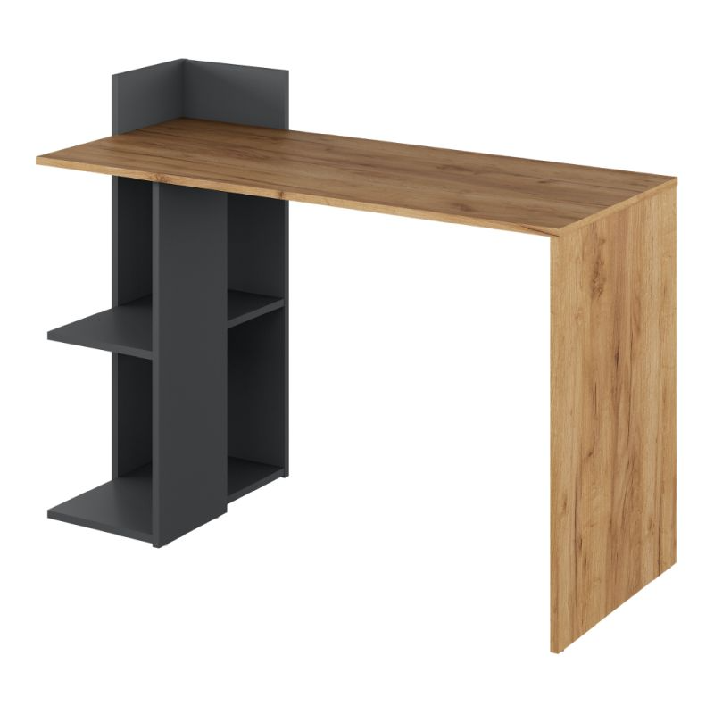 PC stôl s otvoreným regálom, dub craft zlatý-grafit