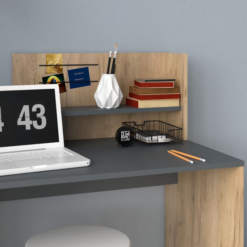Moderný počítačový stôl s policou, dub artisan-grafit