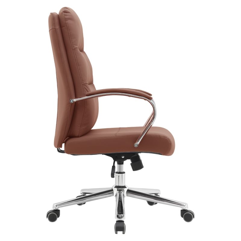 Pohodlné kancelárske kreslo, hnedá camel ekokoža, chróm