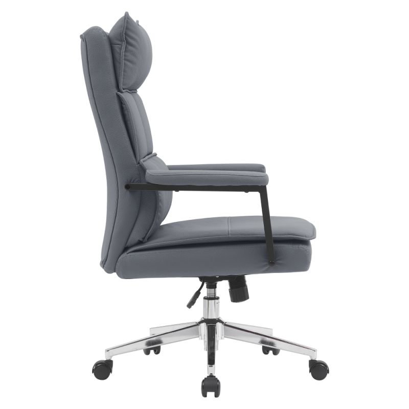 Elegantné kreslo do kancelárie, sivá ekokoža, chróm