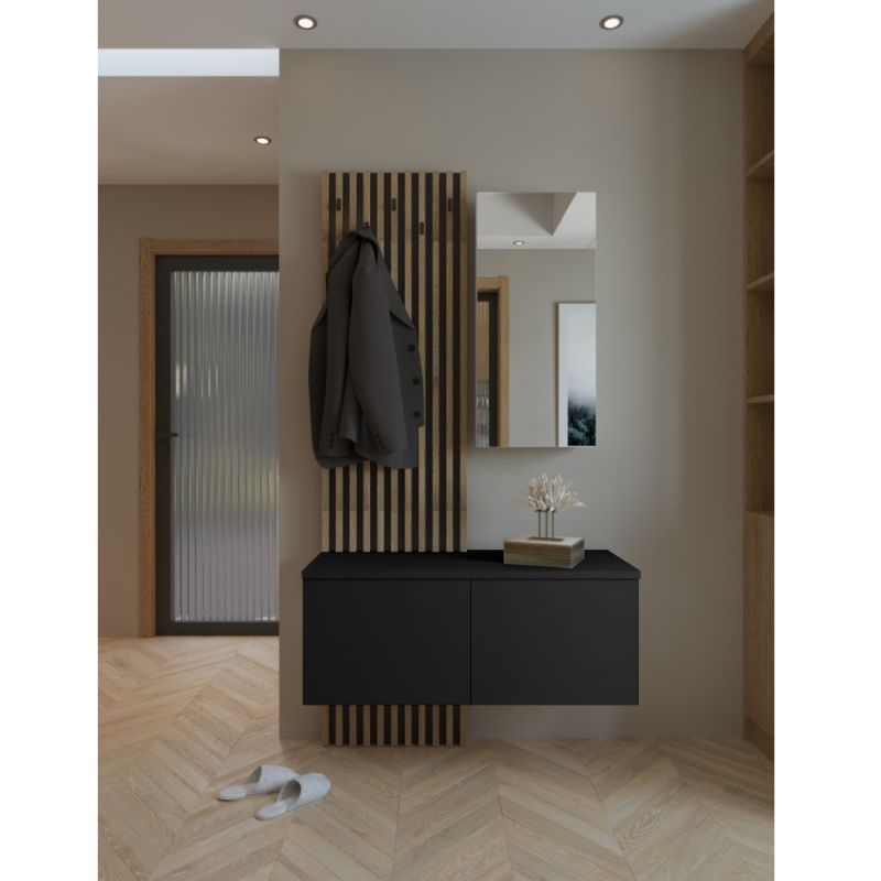 Štýlová predsieňová zostava, čierna-dub artisan