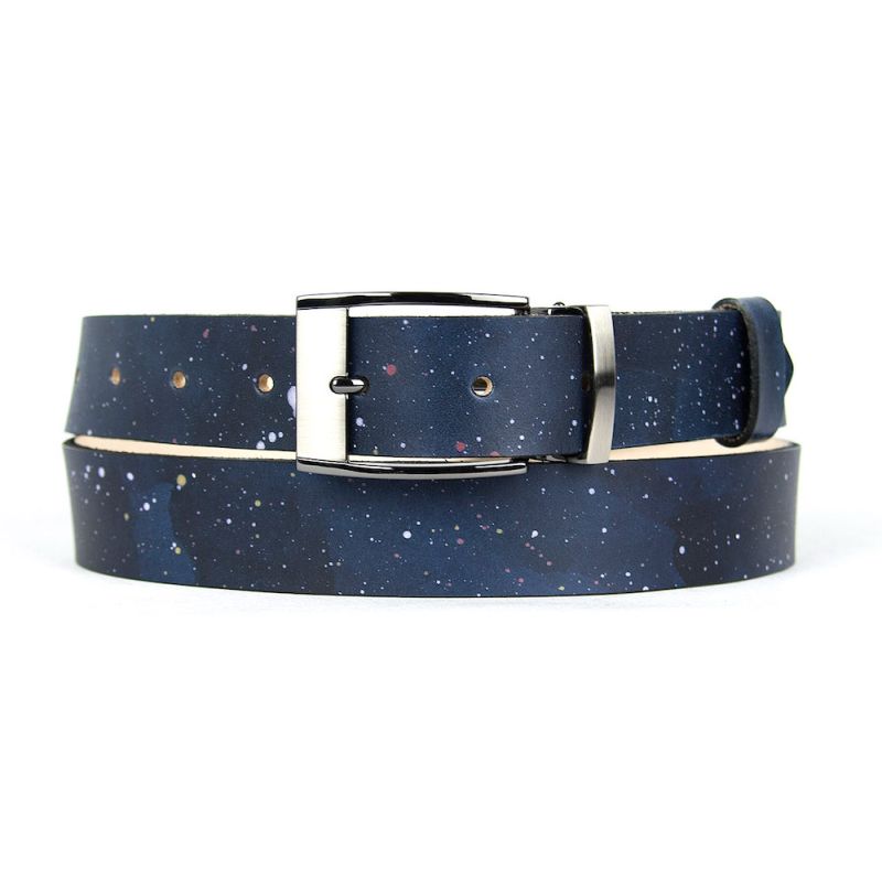 Ručne maľovaný kožený opasok, 134cm, Limitovaná edícia 05