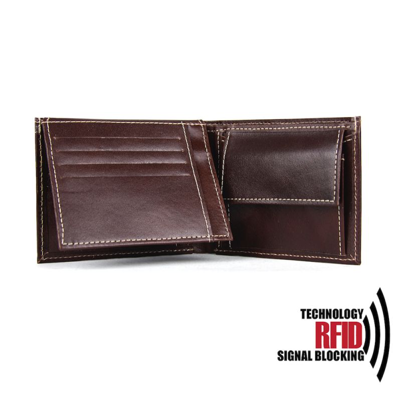 Ochranná RFID kožená peňaženka z pravej kože v tmavo hnedej farbe
