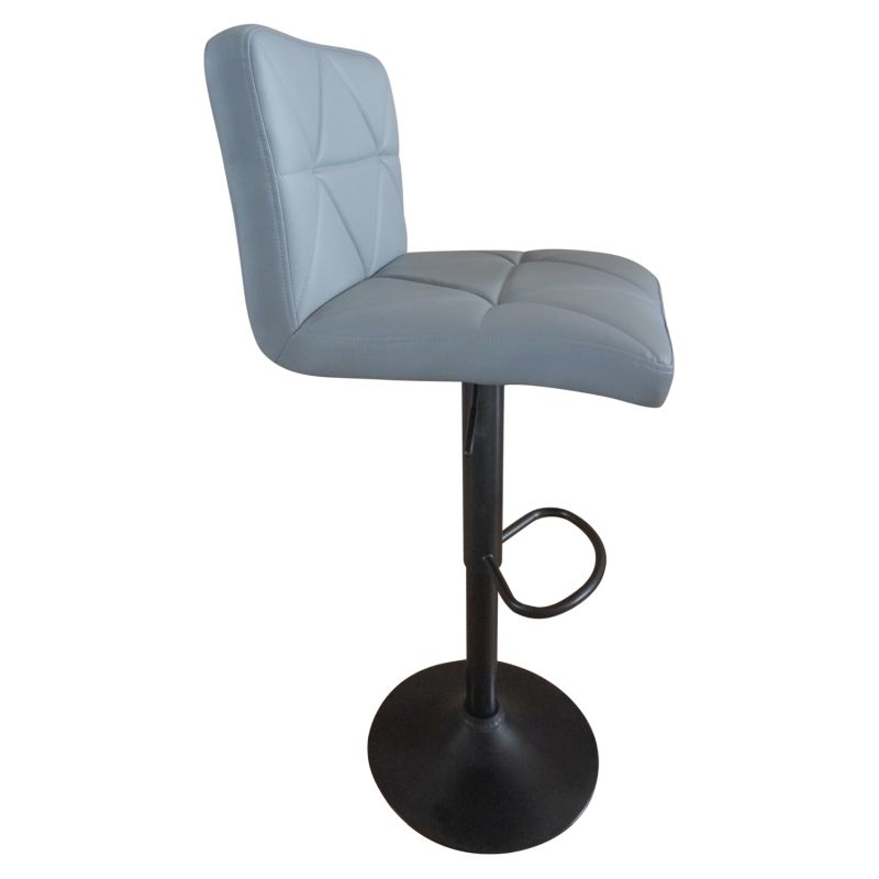 Elegantná barová stolička, ekokoža sivá-čierny kov