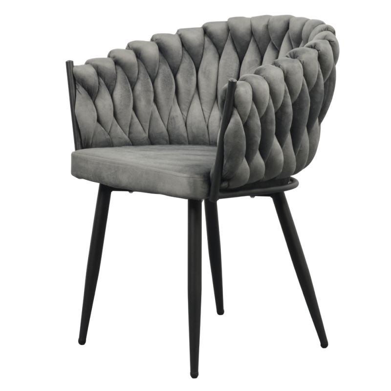 Komfortné jedálenské kreslo, tmavosivá Velvet látka-čierny kov