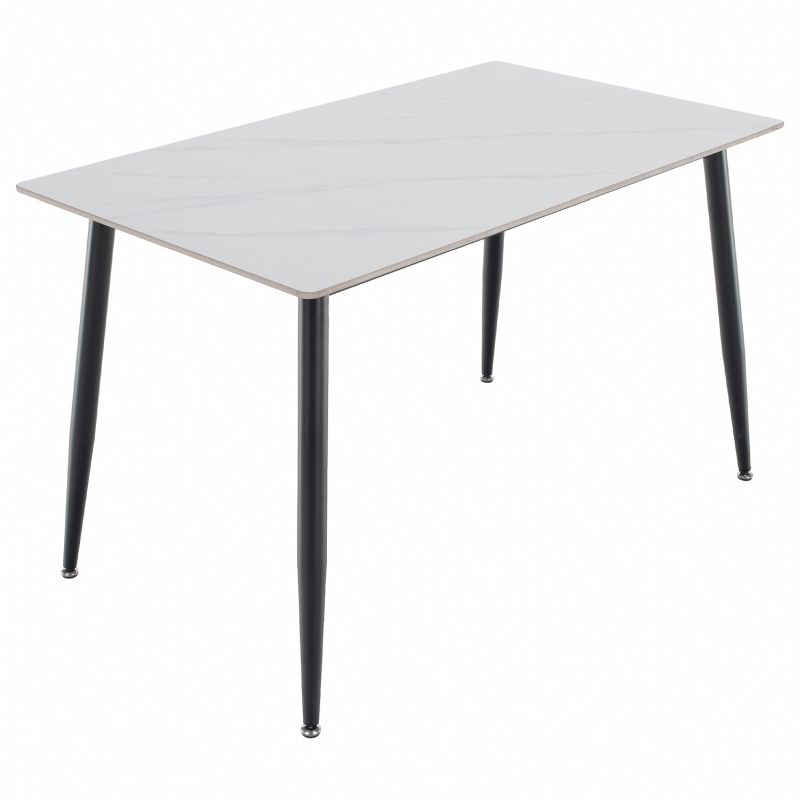 Jedálenský stôl, biely mramor-čierna, 121x71