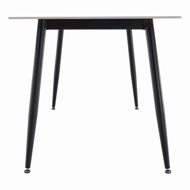 Jedálenský stôl, biely mramor-čierna, 160x80