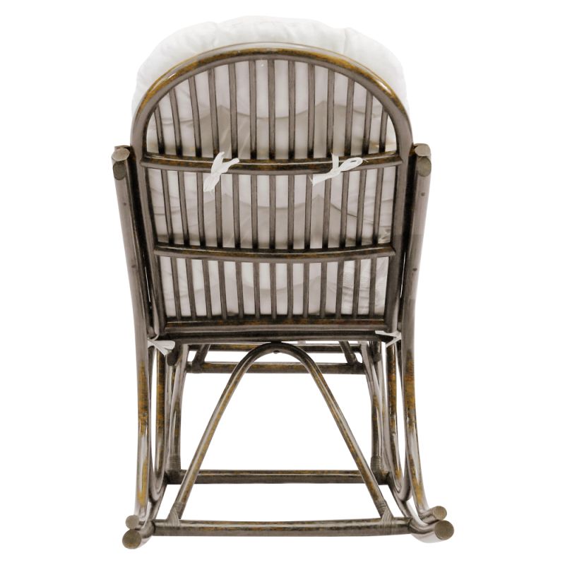 Hojdacie kreslo z prírodného ratanu, tmavohnedá-béžová