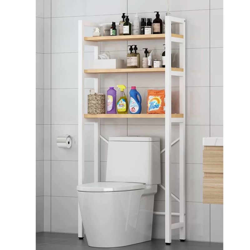 Regál nad WC, dub natural-biela