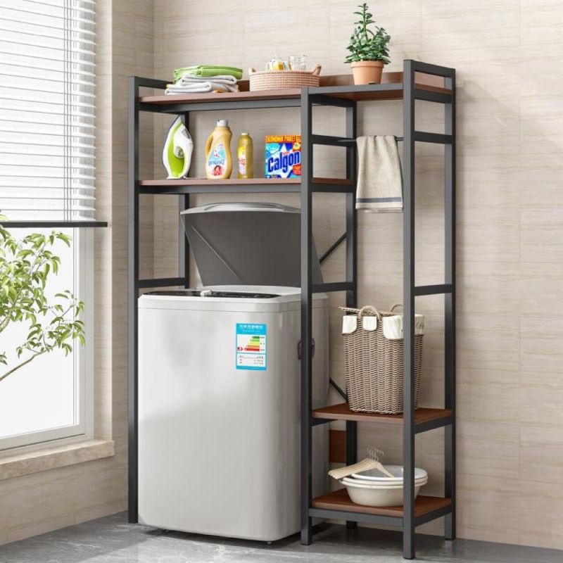 Praktický regál nad práčku, dub tmavý-čierna