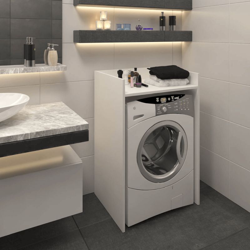 Praktická nízka skrinka na práčku, biela