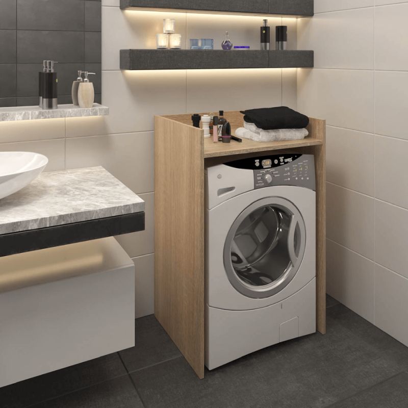 Praktická nízka skrinka na práčku, dub sonoma
