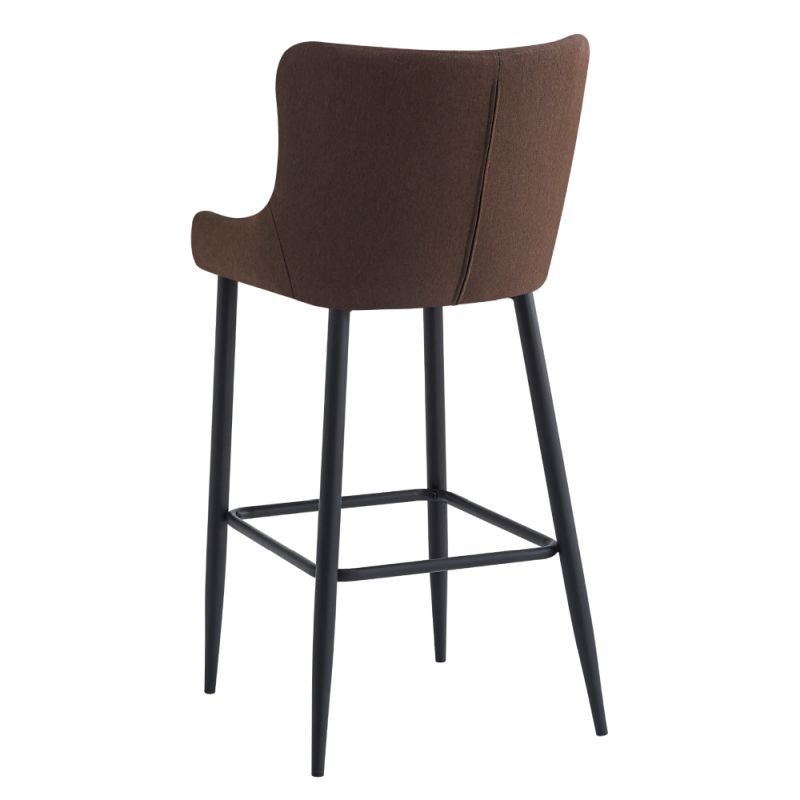 Dizajnová barová stolička čalúnená hnedou látkou