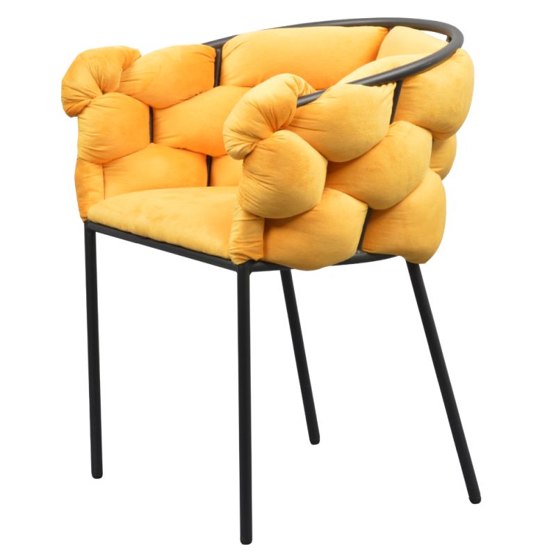 Elegantné jedálenské kreslo s elegantným dizajnom, žltá Velvet látka