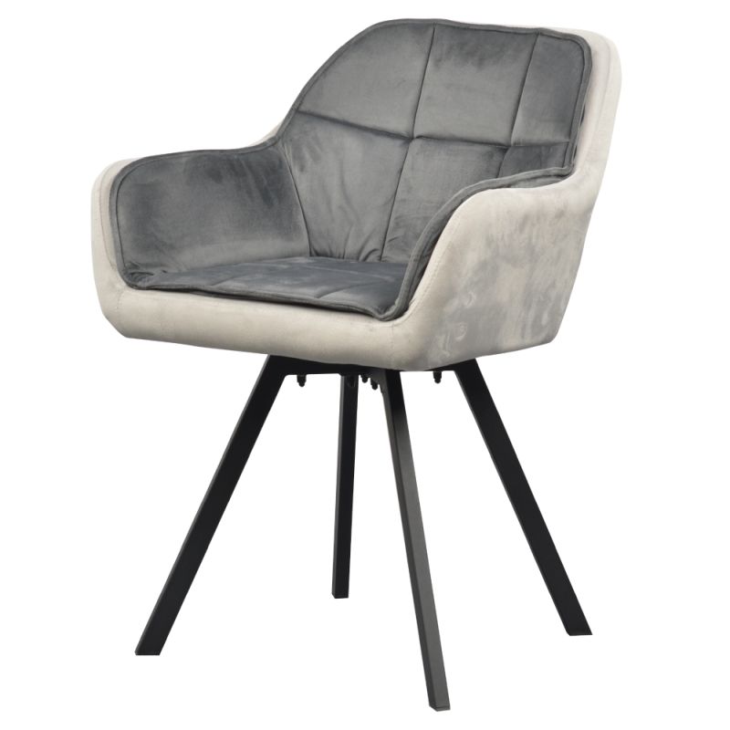 Otočné prešívané jedálenské kreslo, sivá Velvet látka