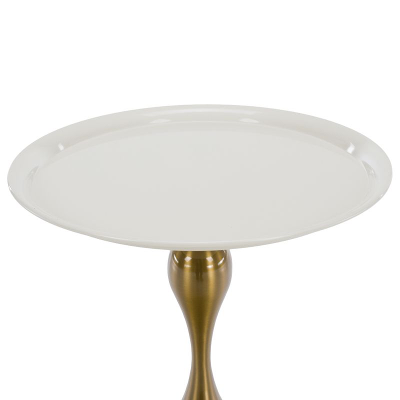 Štýlový príručný stolík, biela Ivory-zlatá