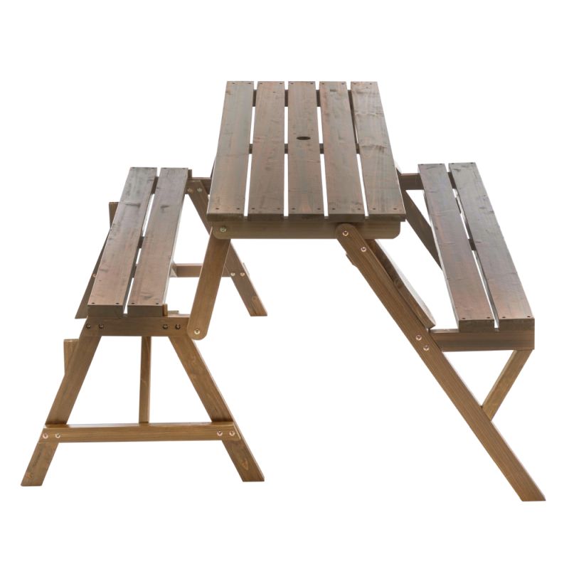 Záhradný stôl-lavička 2v1, hnedý