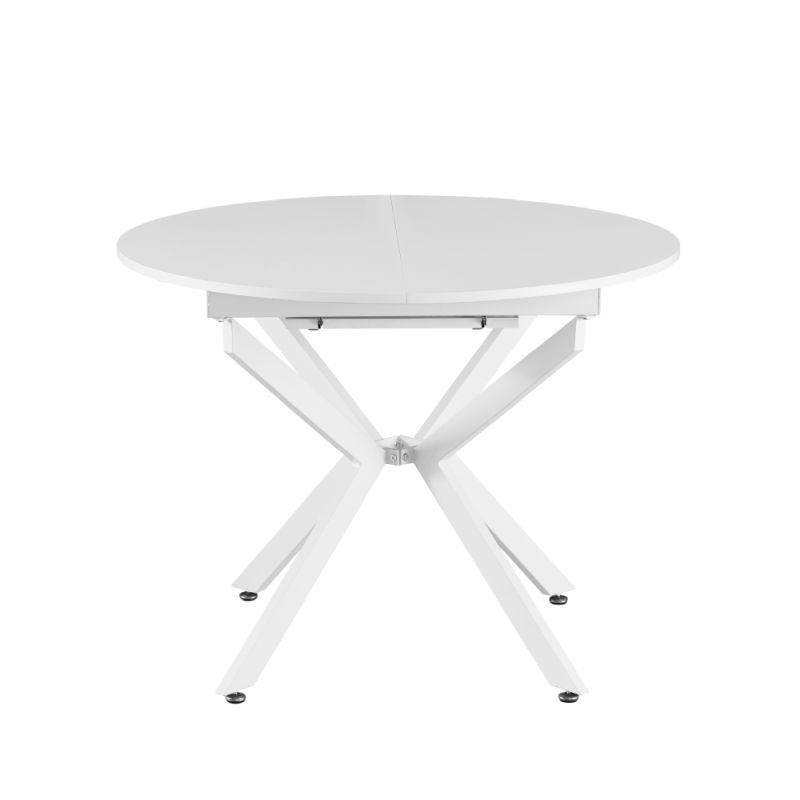 Okrúhly jedálenský rozkladací stôl, biela, 100-140 cm