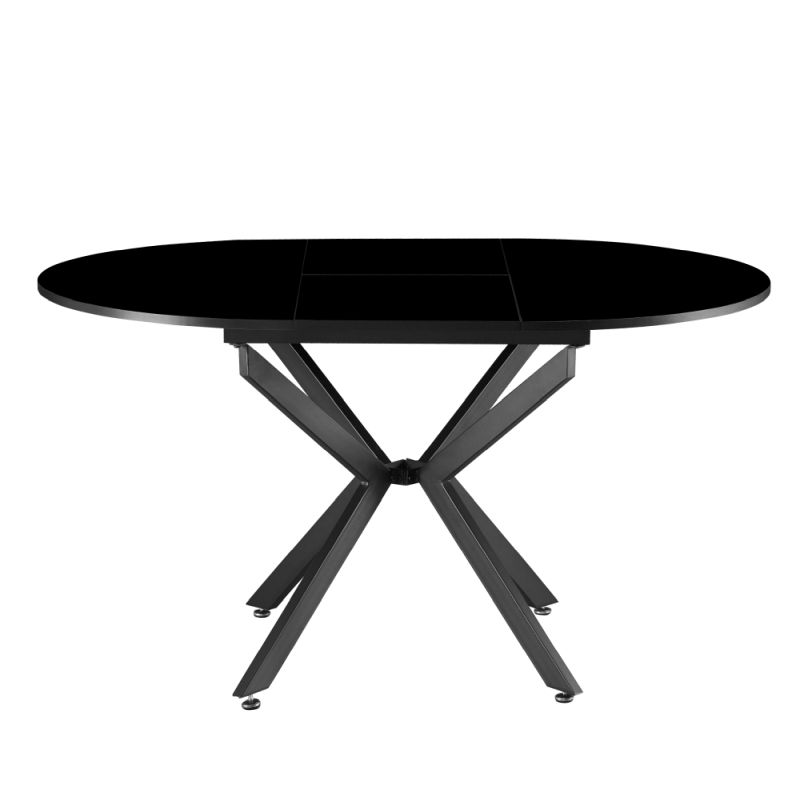 Okrúhly jedálenský rozkladací stôl, čierna, 100-140 cm